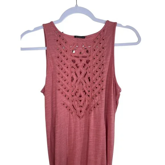 Scotch & Soda Womens Sleeveless Pink Embroidered Cotton Dress With Waist Tie - Picture 6 of 8